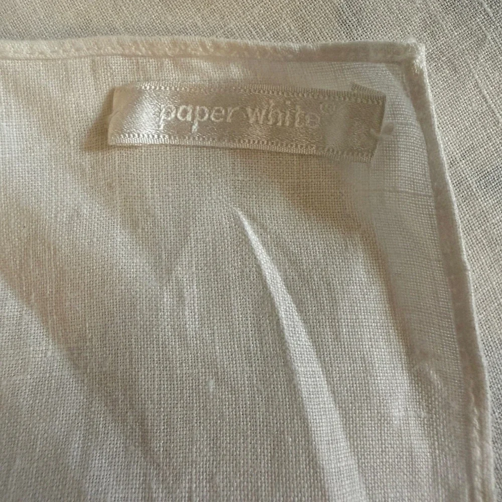 Vintage‎ Paper White Linen Lace Table Decor Set White Cream Blue 4 Piece